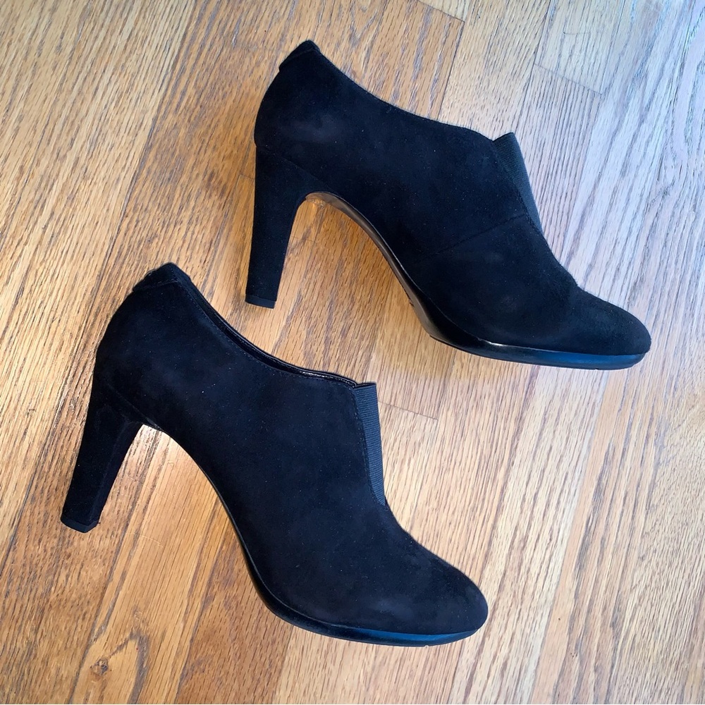 Anne Klein booties heels black leather 10 shooties Conor